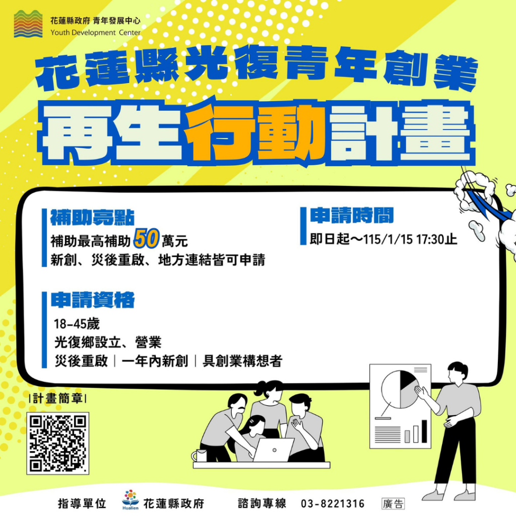 【光復青年50萬創業補助申請倒數不到一個月　縣府籲把握時程、攜手點亮光復】插图