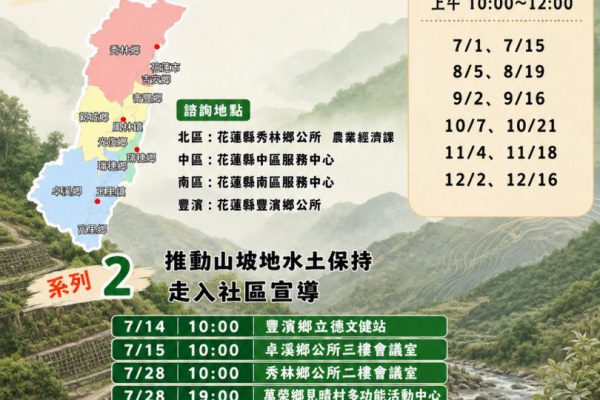 【不小心就可能違反水保法？花蓮縣水土保持服務團專家開講 免費諮詢服務開跑】缩略图
